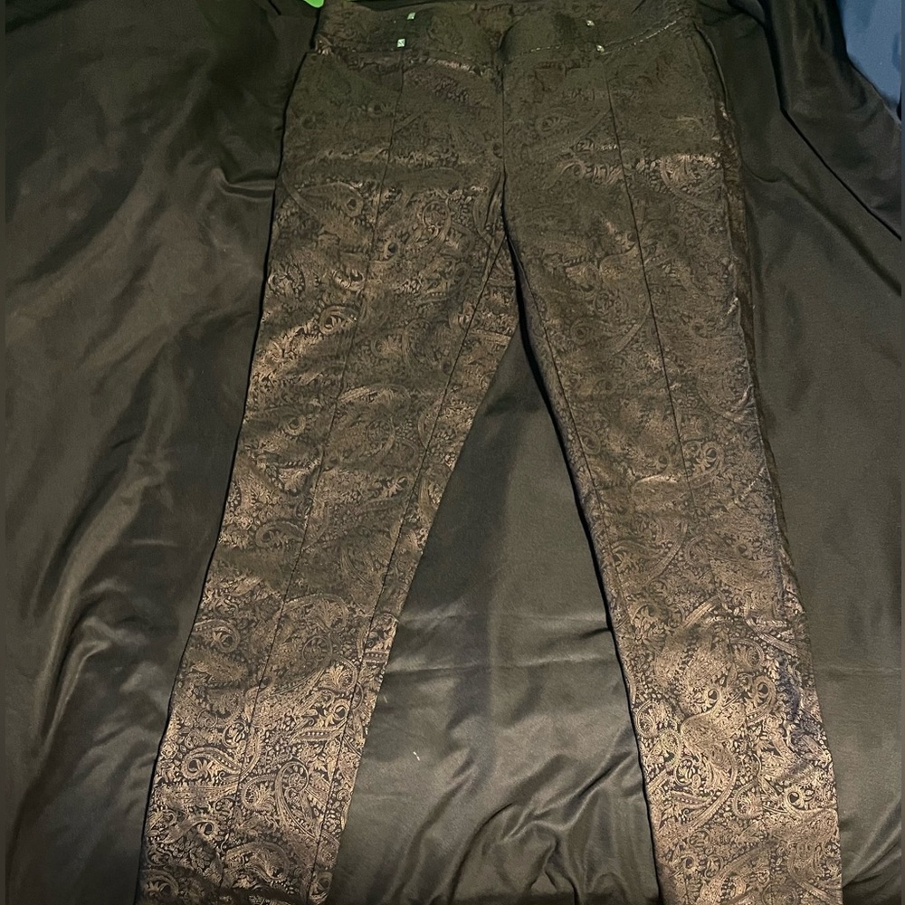 Rafaella Comfort Fit Women's Size 10 Paisley Print Black Pants
